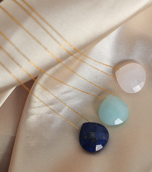 Dainty Natural Stone Teardrop Pendant Necklace