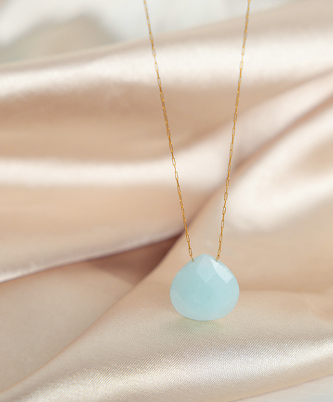 Dainty Natural Stone Teardrop Pendant Necklace