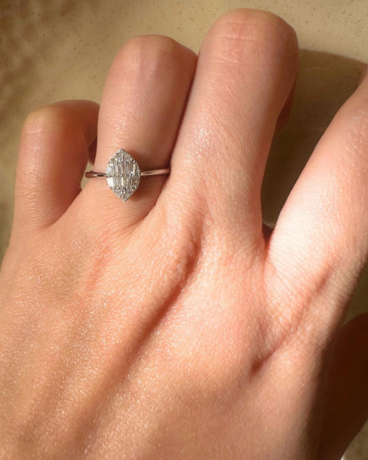 Marquise Shape Baguette Diamond Ring