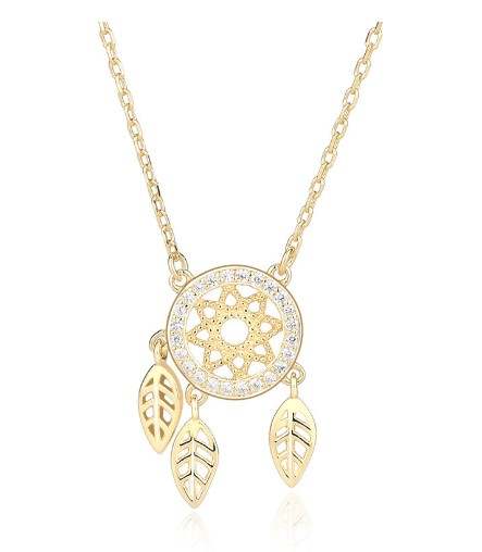 3 Leaf Dreamcatcher Zircon Necklace