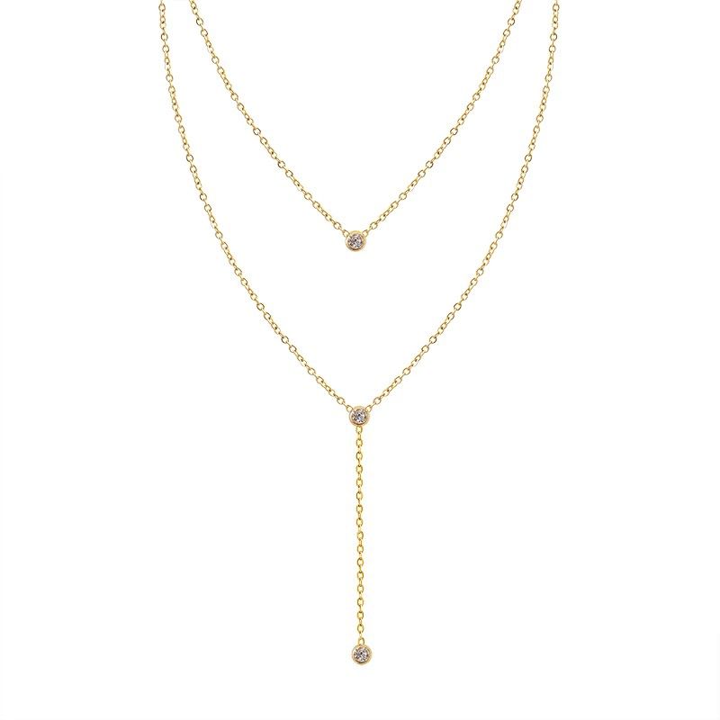 Double Layer Tassel Style Zircon Necklace