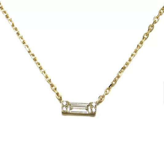 Dainty Rectangular Shape Cubic Zircon Necklace
