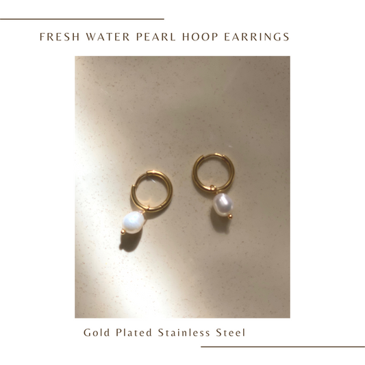 Fresh Water Pearl Hoop Earrings