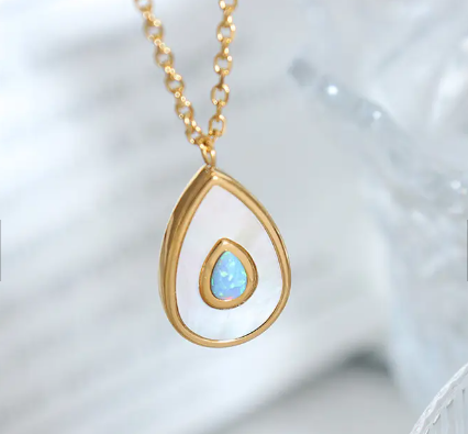 Teardrop Shell Inset Necklace