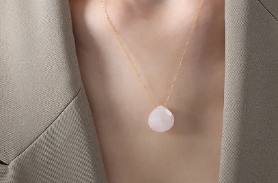 Dainty Natural Stone Teardrop Pendant Necklace
