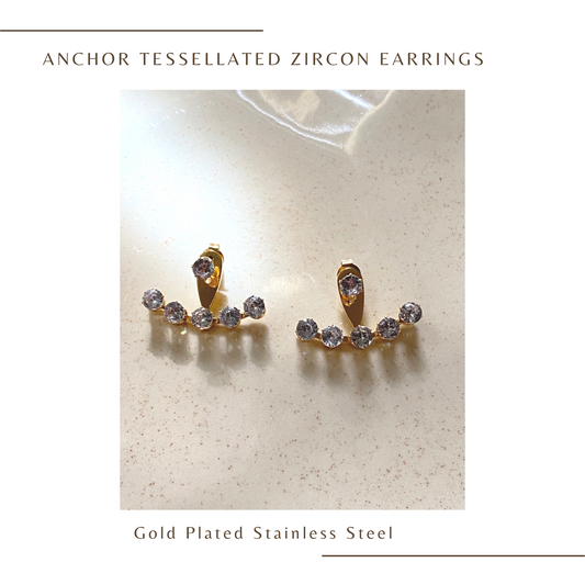 Anchor Style Tessellated Zircon Earrings