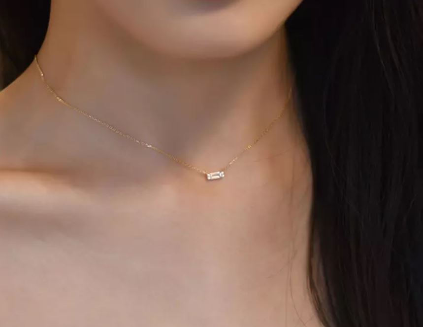 Dainty Rectangular Shape Cubic Zircon Necklace
