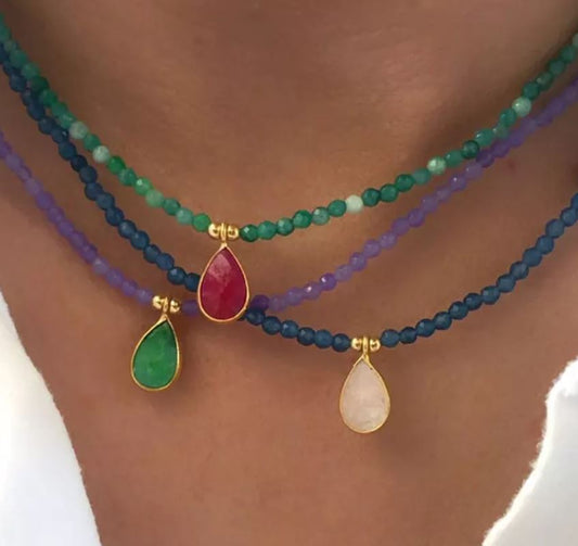 Handmade Crystal Bead Charm Necklace