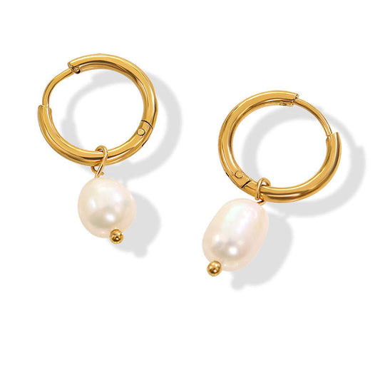 Fresh Water Pearl Hoop Earrings